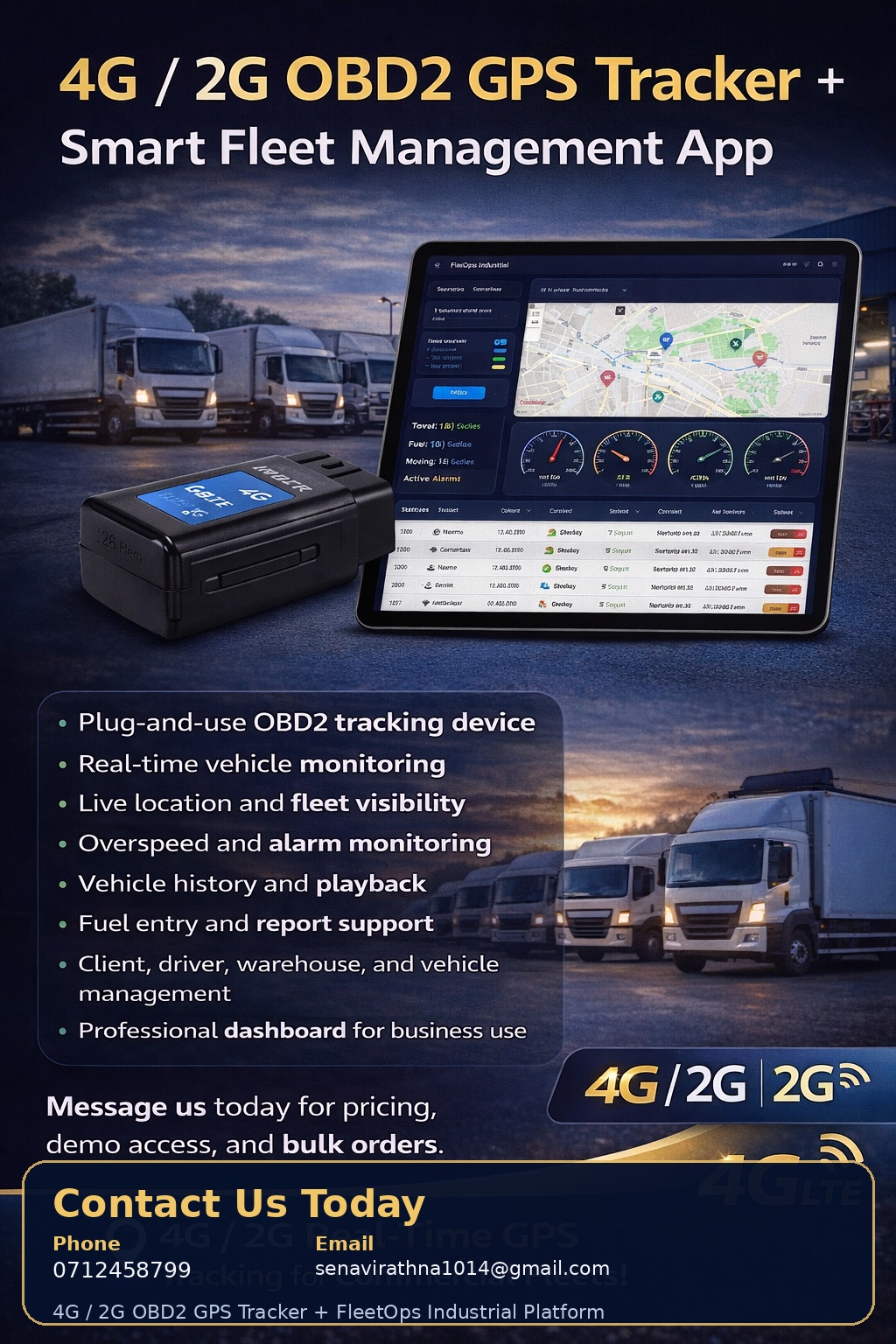 4G and 2G OBD-II GPS tracker with fleet platform