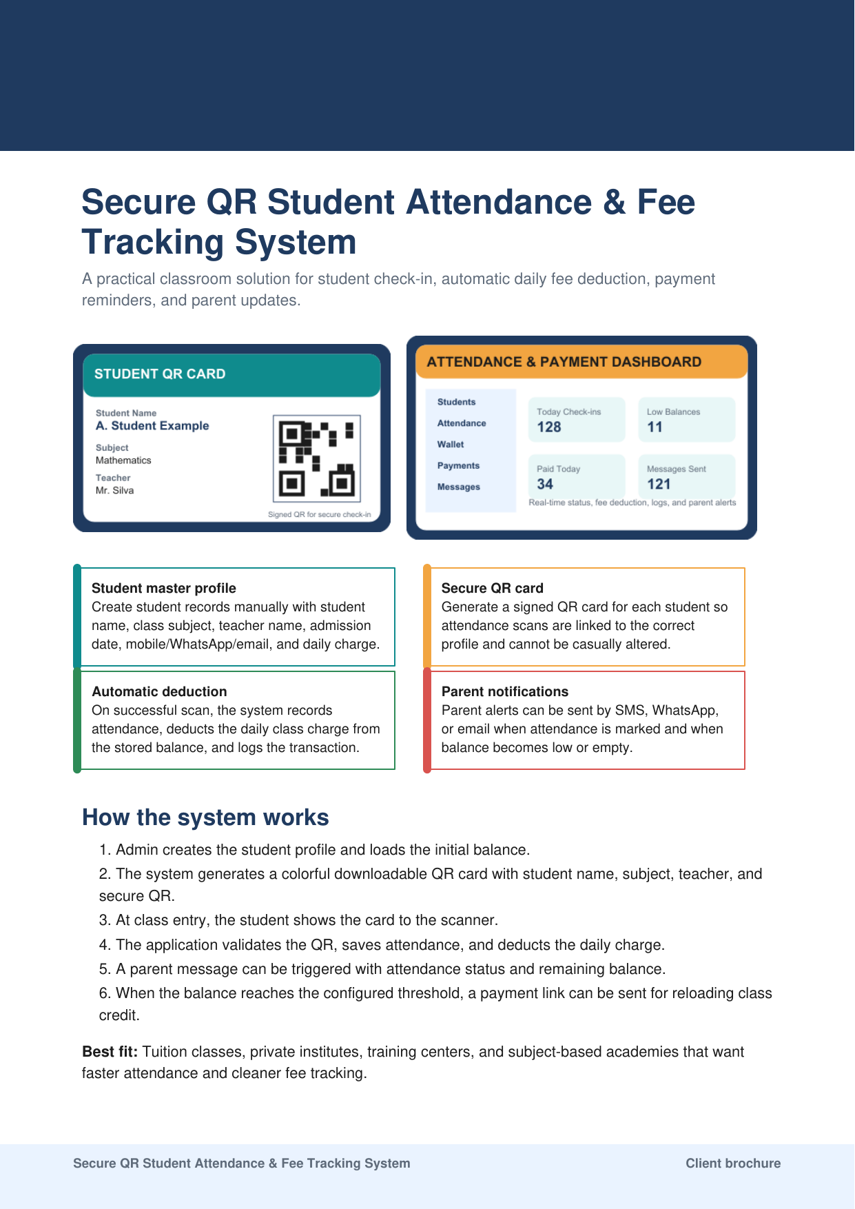 QR attendance and fee tracking system